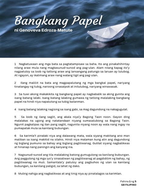 bangkang papel ni genoveva matute|Nielbert G. Malimit: Bangkang Papel ni Genoveva .